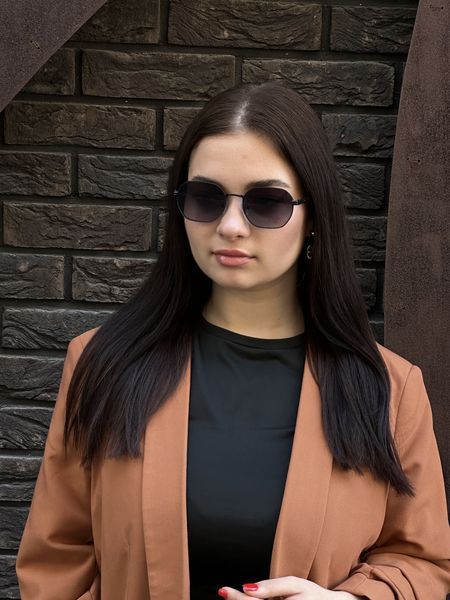 Окуляри сонцезахисні жіночі безоправні багатогранники на мале і середнє обличчя чорні 19305 фото