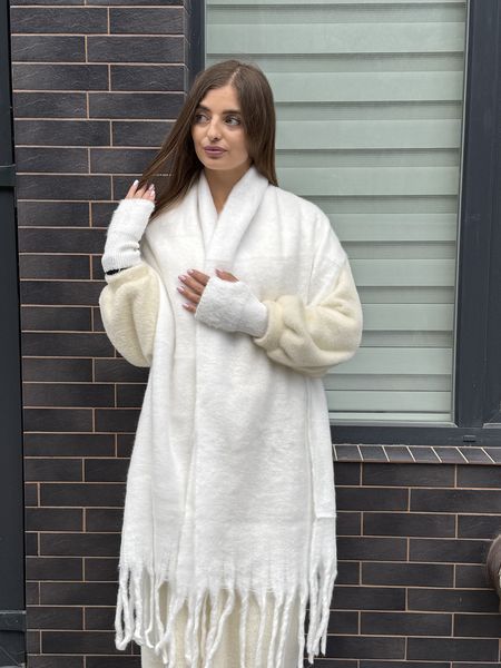 Шарф жіночий великий теплий білий з дредами 2764523716 фото
