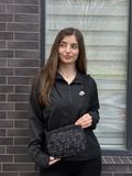 Жіноча сумка через плече з котиками горизонтальна чорна 2573630664 фото