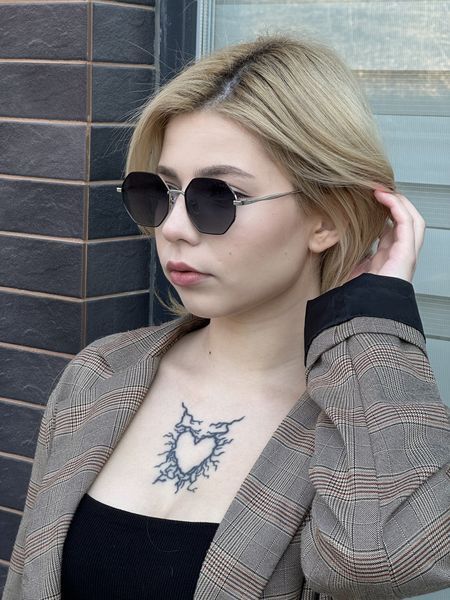 Окуляри сонцезахисні жіночі поляризовані Grafitto чорні в срібній оправі 3989 фото